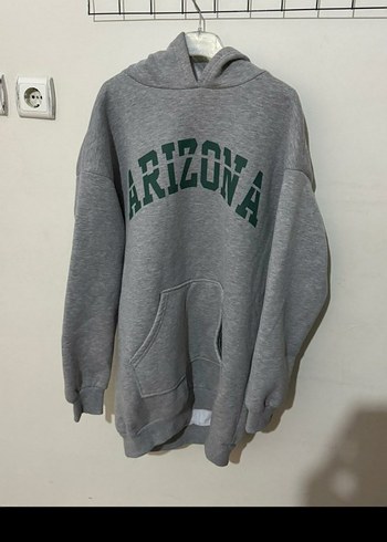 Gri Kapüşonlu Arizona Baskılı Sweatshirt - Görsel 2