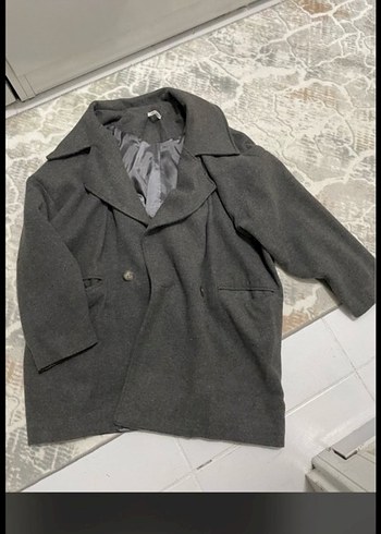 Gri Yün Karışımlı Kaban - Görsel 2