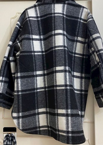 Gri Ekose Düğmeli Uzun Kollu Kadın Gömlek - Görsel 4