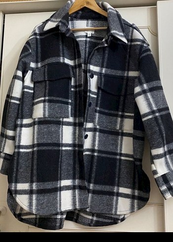 Gri Ekose Düğmeli Uzun Kollu Kadın Gömlek - Görsel 3