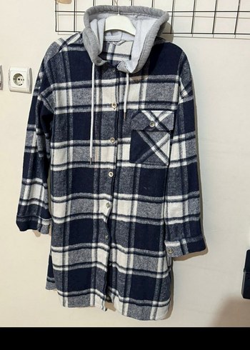 Gri Ekose Düğmeli Uzun Kollu Kadın Gömlek - Görsel 2