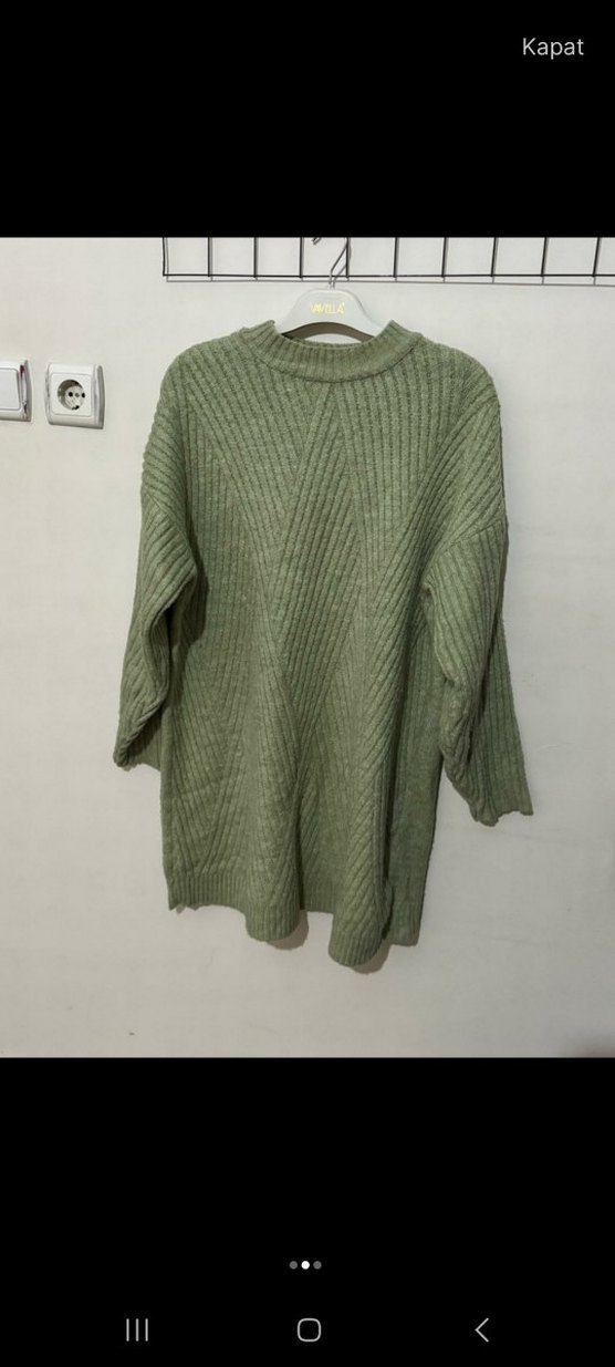 Kadın Kapalı Yaka Triko Midi Kazak - Görsel 2