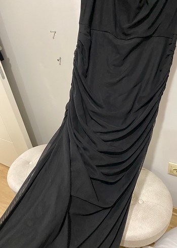 Siyah Drapeli Uzun Abiye Elbise - Görsel 3
