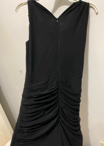 Siyah Drapeli Uzun Abiye Elbise - Görsel 4