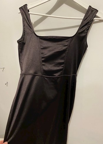 Drapeli Siyah V Yakalı Gotik Midi Elbise - Görsel 4