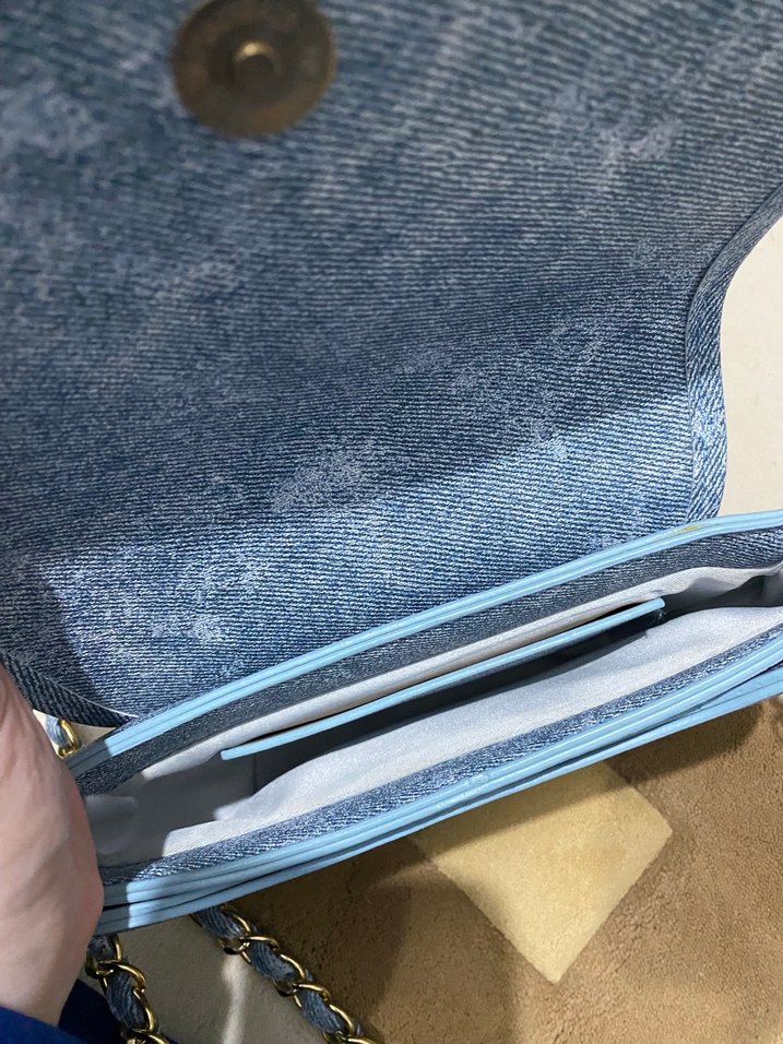 Zincir Detaylı Mavi Denim Kadın Çanta - Görsel 5