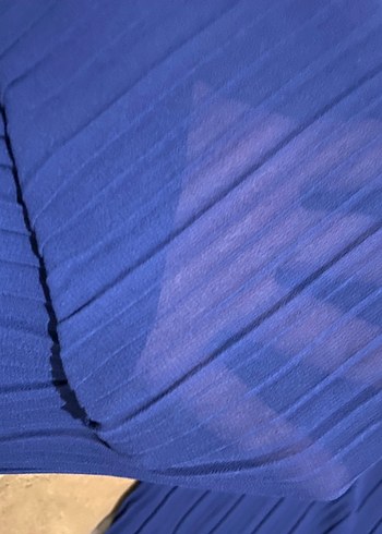 Lacivert Piliseli Kadın Kumaş Pantolon - Görsel 5