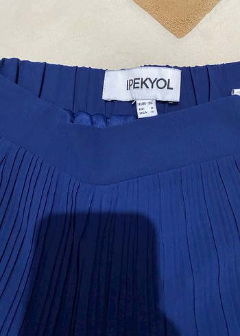 Lacivert Piliseli Kadın Kumaş Pantolon - Görsel 2