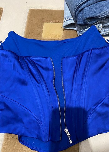 Parlak Mavi Straplez Drapeli Büstiyer - Görsel 5