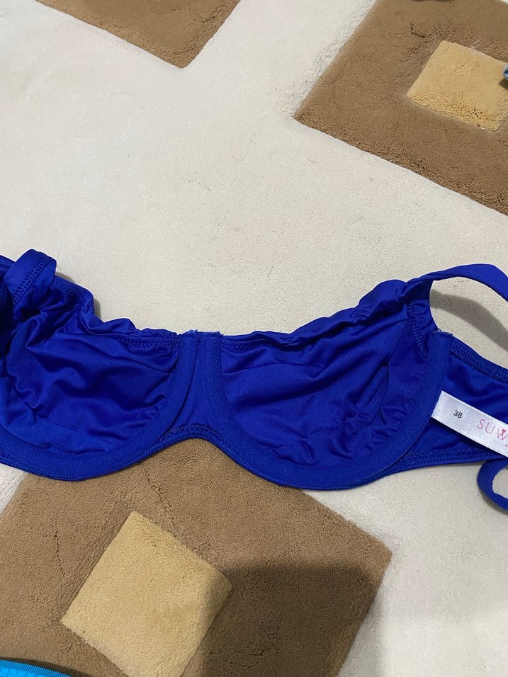 Kadın Parlak Mavi Strappy Bikini Üstü - Görsel 2