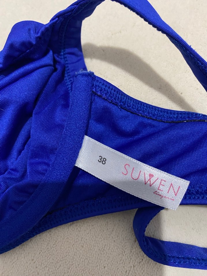 Kadın Parlak Mavi Strappy Bikini Üstü - Görsel 3