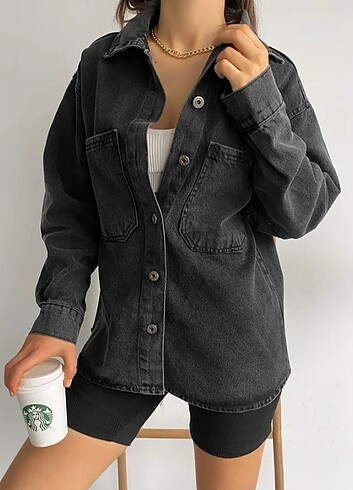 100'100 pamuk Bayan Oversize Denim Ceket 