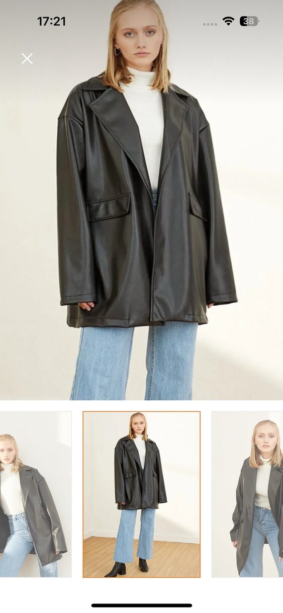 Siyah Kadın Deri Ceket - Görsel 2