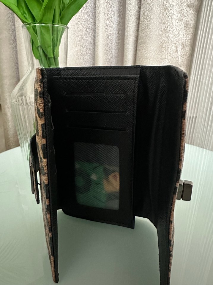 Kahverengi Leopar Desenli Deri Kadın Cüzdan - Görsel 3