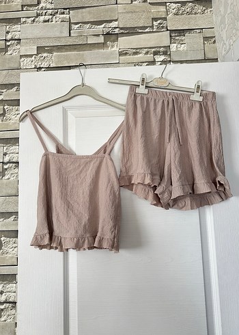 Bej Mini Kadın Pijama Takımı