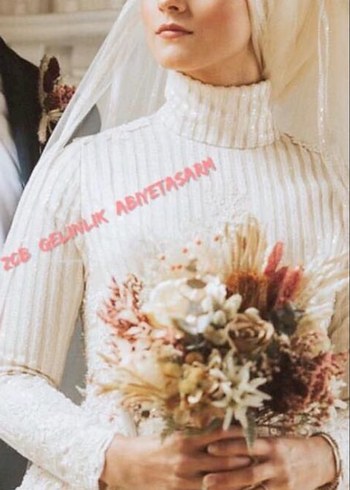42 Beden Yüksek Yakalı Vintage Prenses Gelinlik