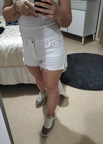 s Beden beyaz Renk Mini şort