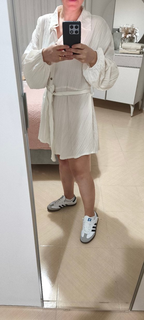 Düğmeli Beyaz Tulum - Görsel 3