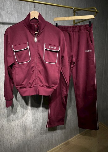 Bordo Kadın Fermuarlı Eşofman Takımı