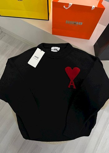 Kız Çocuk Kalp Desenli Pamuklu Triko Kazak AMİ - Görsel 3