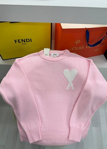 Kız Çocuk Kalp Desenli Pamuklu Triko Kazak AMİ - Görsel 2