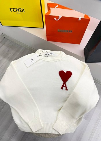 Kız Çocuk Kalp Desenli Pamuklu Triko Kazak AMİ - Görsel 4