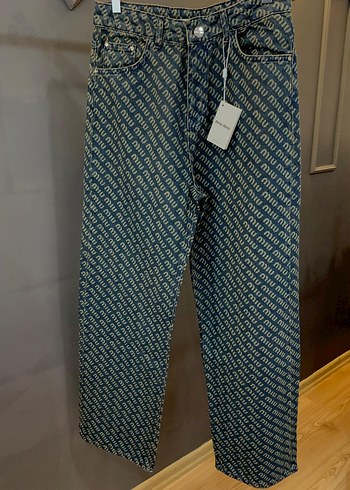 Kadın Baskılı Denim Pantolon