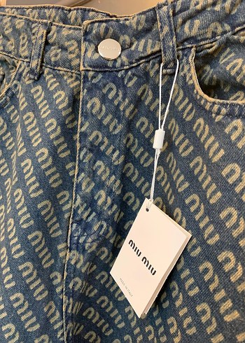 Miu Miu Kadın Baskılı Denim Pantolon