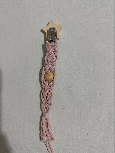  Beden El emeği pembe ahşap emzik askısı