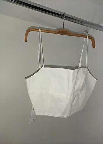 m Beden beyaz Renk Zara crop bluz
