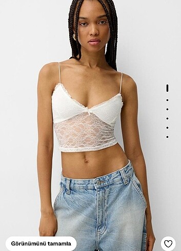 Bershka askılı dantel bluz