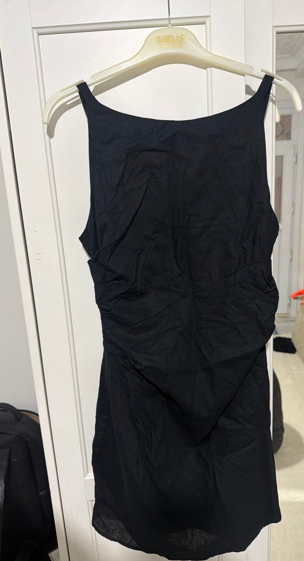 Siyah Kolsuz Keten Uzun Tulum - Görsel 2