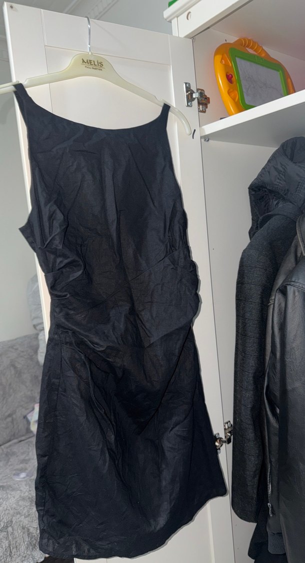 Siyah Kolsuz Keten Uzun Tulum - Görsel 4