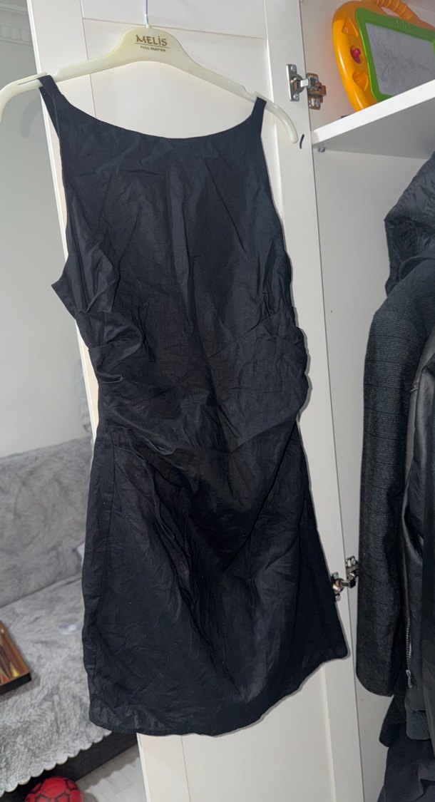 Siyah Kolsuz Keten Uzun Tulum - Görsel 5