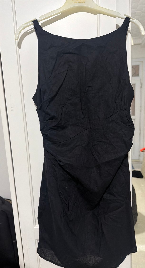 Siyah Kolsuz Keten Uzun Tulum - Görsel 3