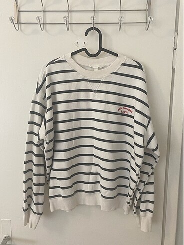 h&m çizgili sweatshirt