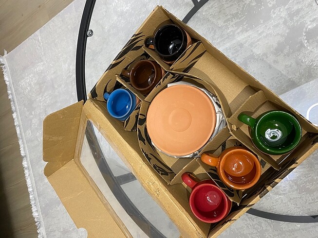 6 kişilik toprak kahve fincan takımı - Görsel 2