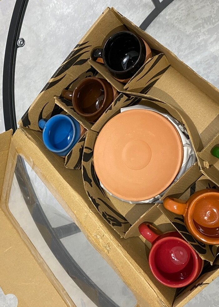 6 kişilik toprak kahve fincan takımı - Görsel 2