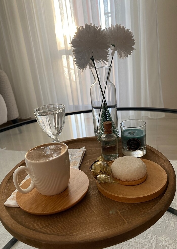 6 kişilik Bambu Tabaklı kahve fincan takımı - Görsel 2