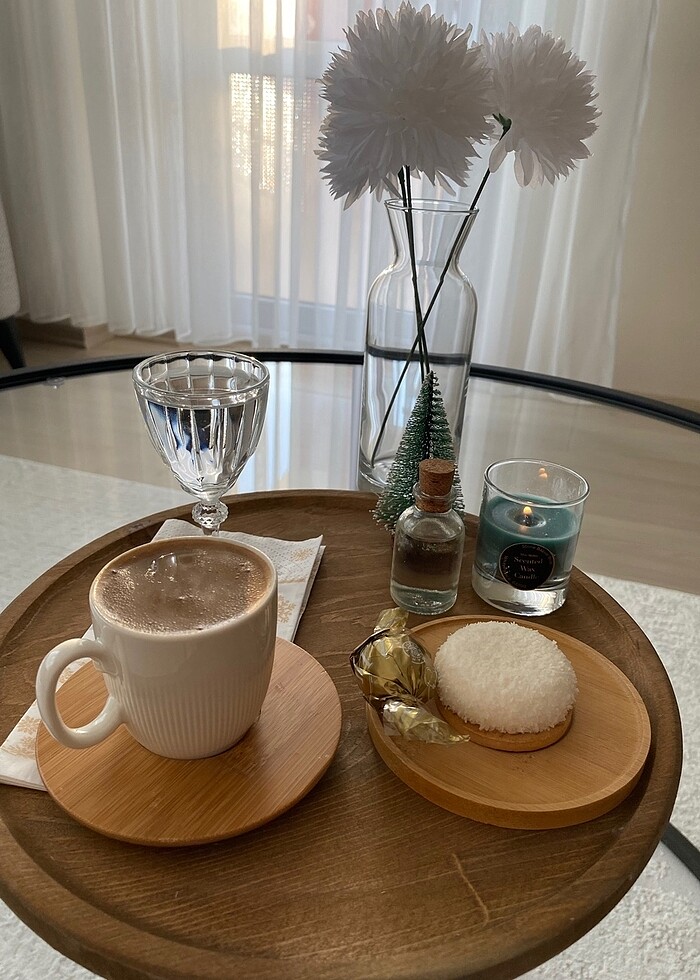 6 kişilik Bambu Tabaklı kahve fincan takımı - Görsel 4