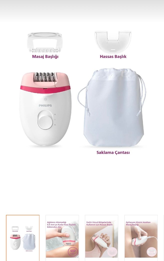 Philips BRE255/05 KabloluEpilatör ışıközelik,3Ek Parçalı,2HızAya - Görsel 2