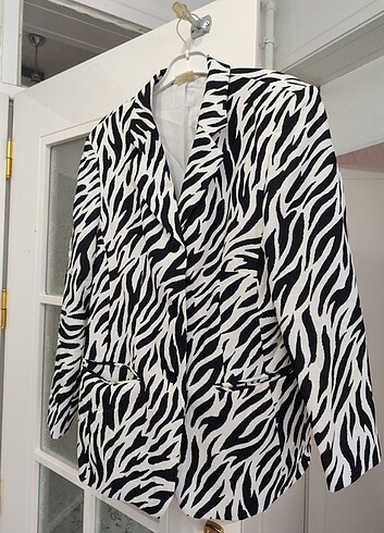 42 Beden çeşitli Renk Zebra desenli blazer ceket astarli