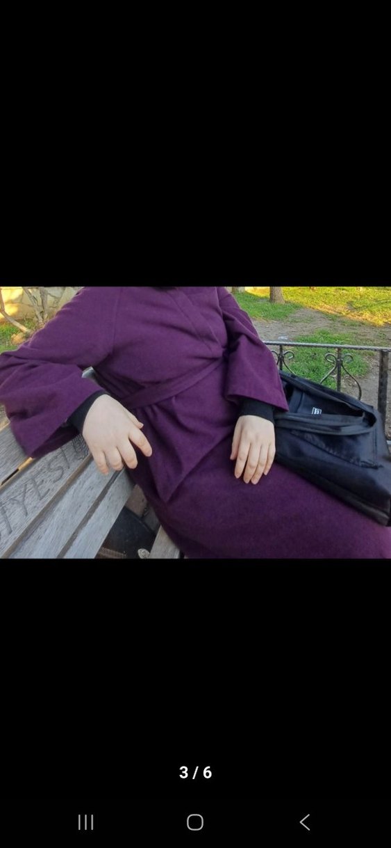 Uzun Mor Gotik Kadın kaban - Görsel 4