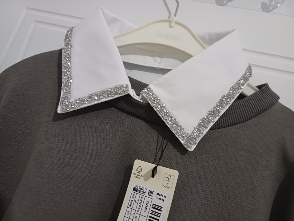 Gri Uzun Kollu Salaş Sweatshirt - Görsel 3