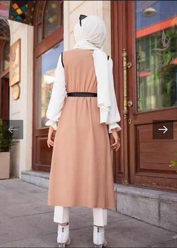 Kemerli Kamel Rengi Uzun Kadın Tunik - Görsel 3