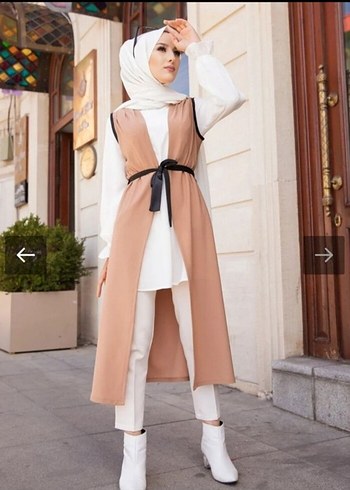 Kemerli Kamel Rengi Uzun Kadın Tunik - Görsel 2