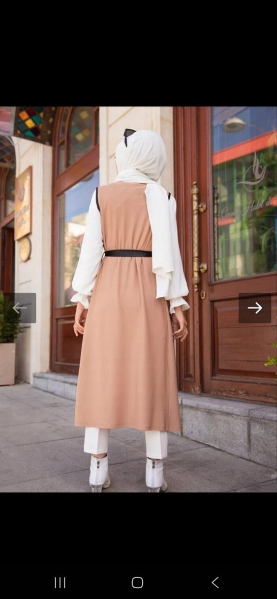 Kemerli Kamel Rengi Uzun Kadın Tunik - Görsel 3