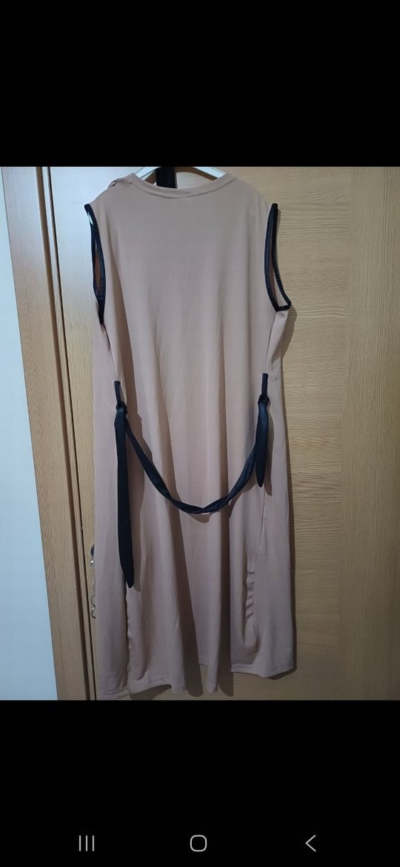 Kemerli Kamel Rengi Uzun Kadın Tunik - Görsel 5