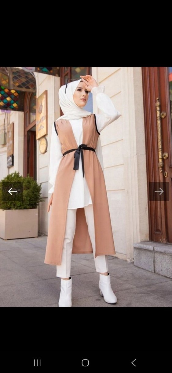 Kemerli Kamel Rengi Uzun Kadın Tunik - Görsel 2