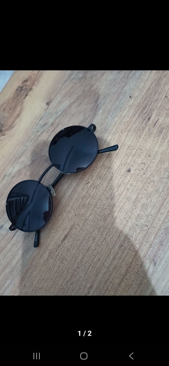 Şeffaf Siyah Yuvarlak Retro Güneş Gözlüğü - Görsel 2